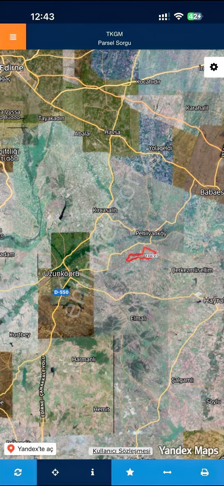 Edirne Uzunköprü Küçükdanışmentte 3.990 M² Müstakil Tarla - Görsel 3