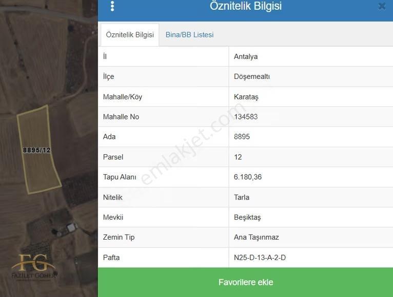 Döşemealtı Karataşta Tek Tapu 6.180 M² Yatırımlık Tarla!