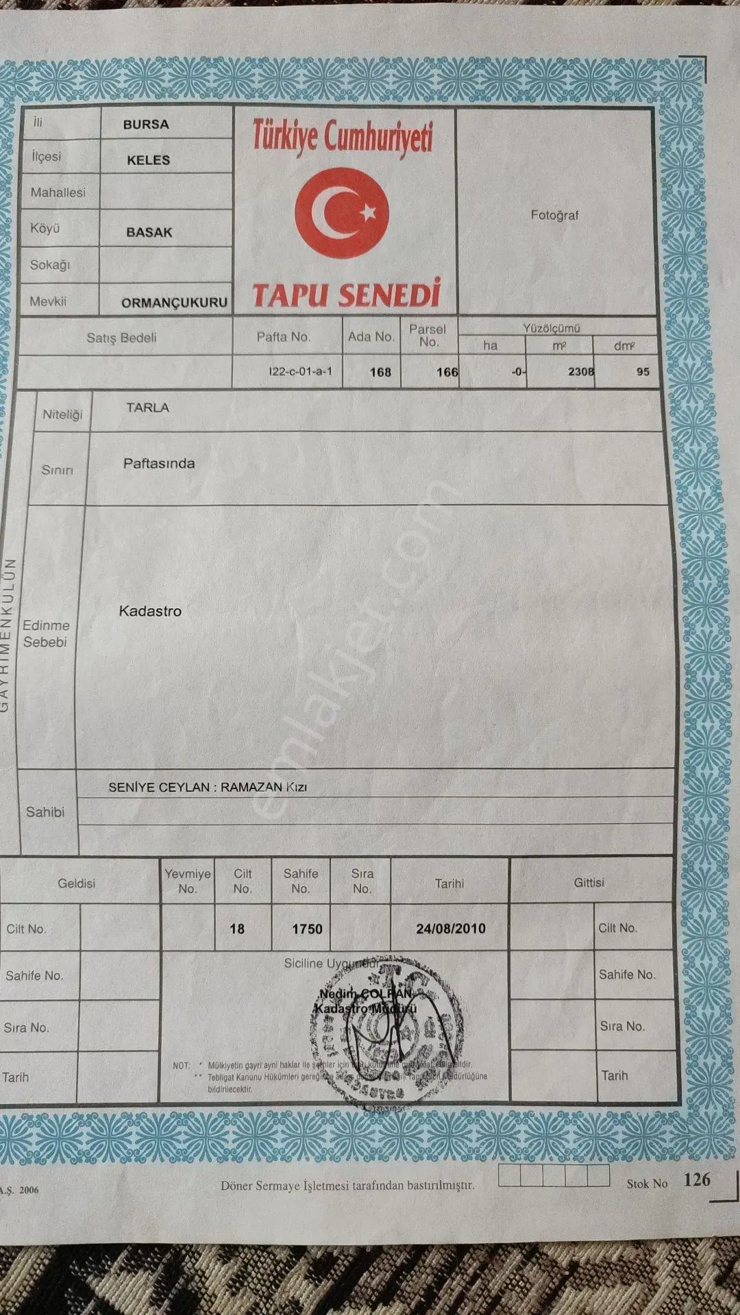 Doğağla İçiçe Tek Tapu Tarla - Görsel 2