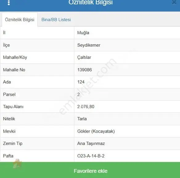 Seydikemer Çaltılarda Satılık Tek Tapu Yatırımlık