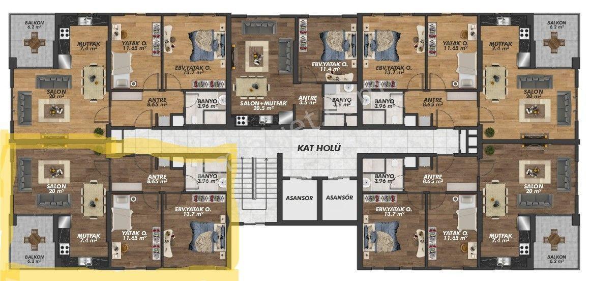 Tunçbey'den Aysira 5 Projesinde 2+1 Brüt 92 M2 - Görsel 14
