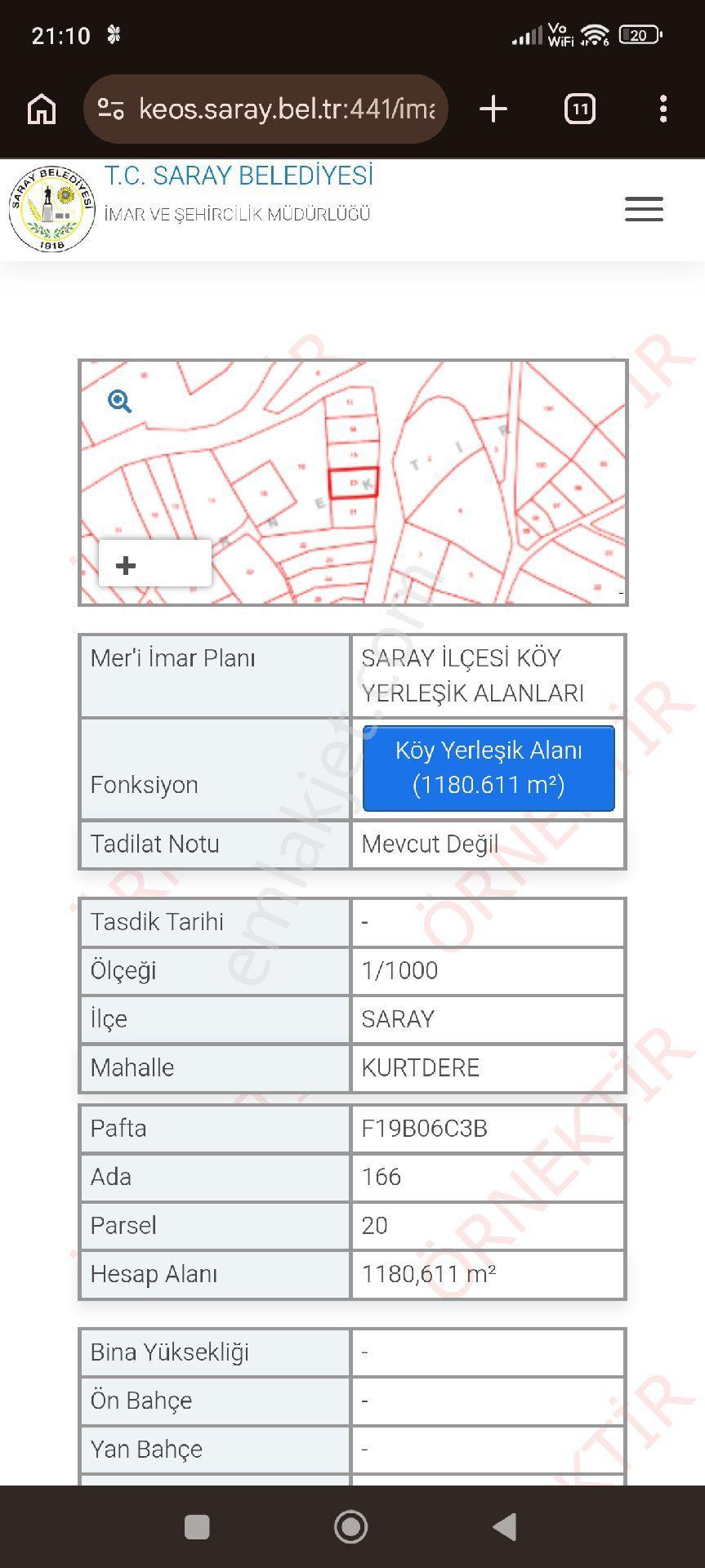 Re/max Land'ten 1181 M2 Tek Tapu İmarlı Arsa Saray Kurtdere Mah. - Görsel 20