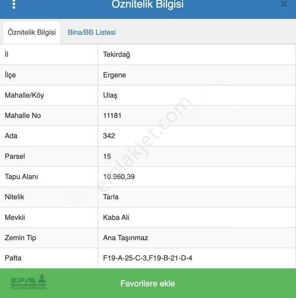 Tekirdağ Ergene Ulaş Mahallesi Satılık 10.960,39 M2 Tarla ! - Görsel 3