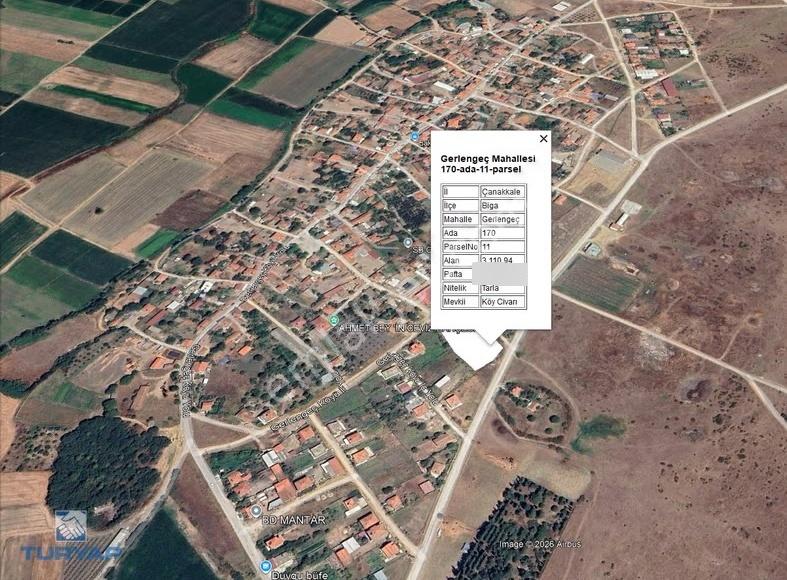 Çanakkale Biga Gerlengeç Köy İçinde 3.110m² Satılık Tarla - Görsel 9