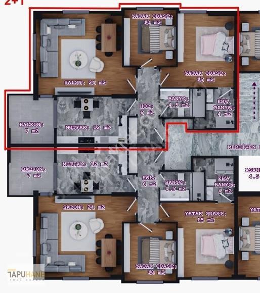 Hızla Yükselen Ultra Lüks Projeden Satılık 2+0 2+1 3+1 Daireler - Görsel 10