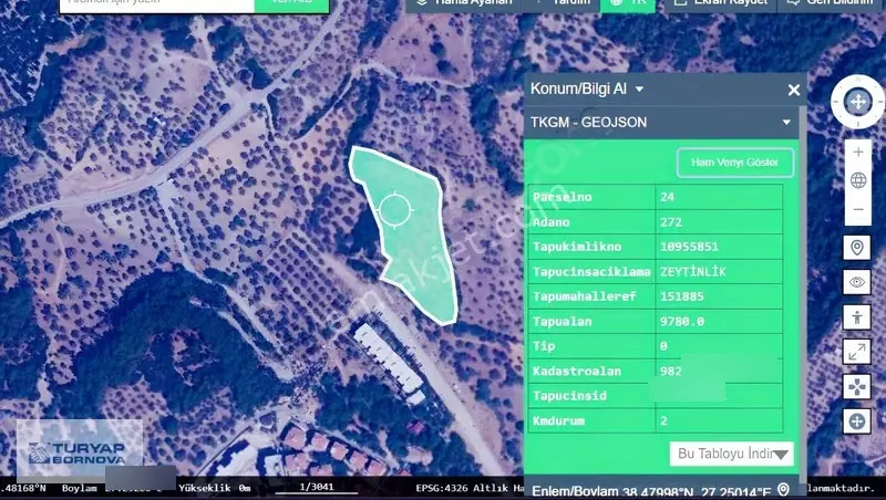 Bornova Erzene Papas Kuyusu Satılık 9.780m2