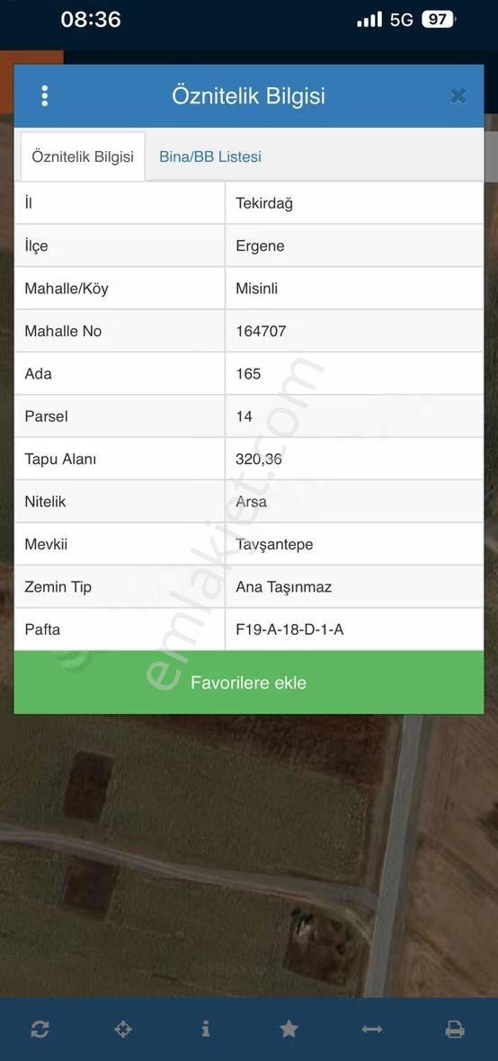 Ergene Misinli Caddeye Yakın 320 M2 İmarlı Arsa
