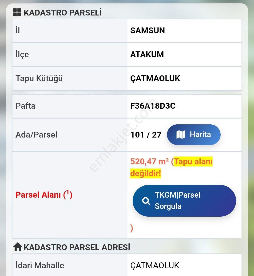 Atakum Çatmaoluk'da Tek Tapu Yatırım İçin İdeal Tarla - Görsel 6