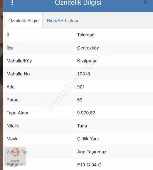 Çerkezköy Kızılpınar'da Full Takasa Açık Tarla!!!