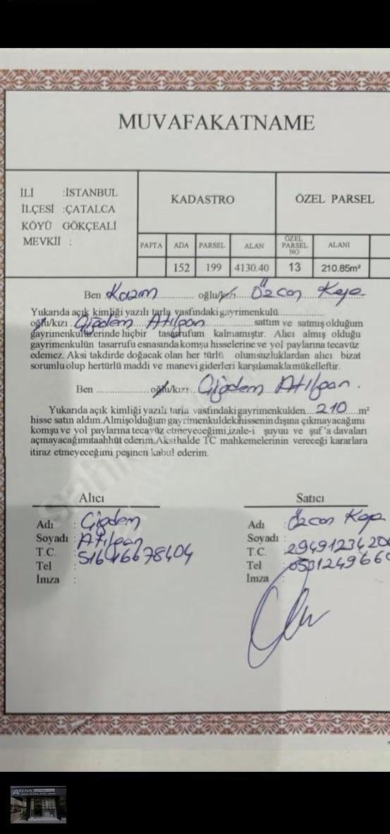 Çatalca Gökçeali Mahallesi 211 M2 Parselizasyonu Yapilmis Arsa - Görsel 2