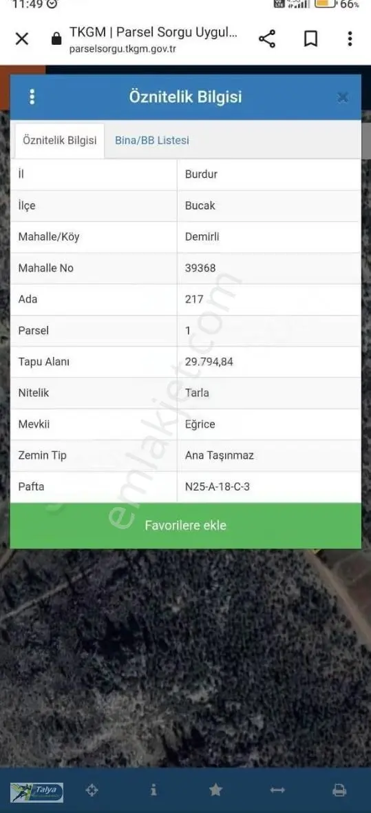 Bucak Demirli De Satılık Tarla