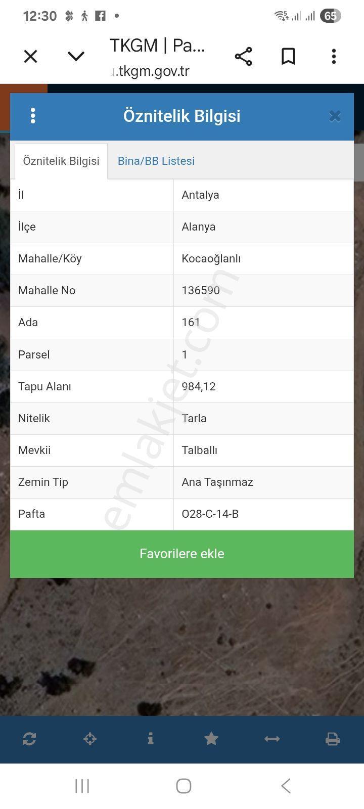 Antalya Alanya Çay Arası 984 M2 Satılık Tarla 1,500,0000 Tl - Görsel 2