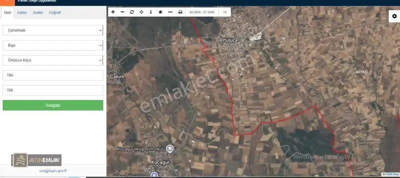 Çanakkale Biga Örtülüce'de Yatırımlık Fırsat Tarla