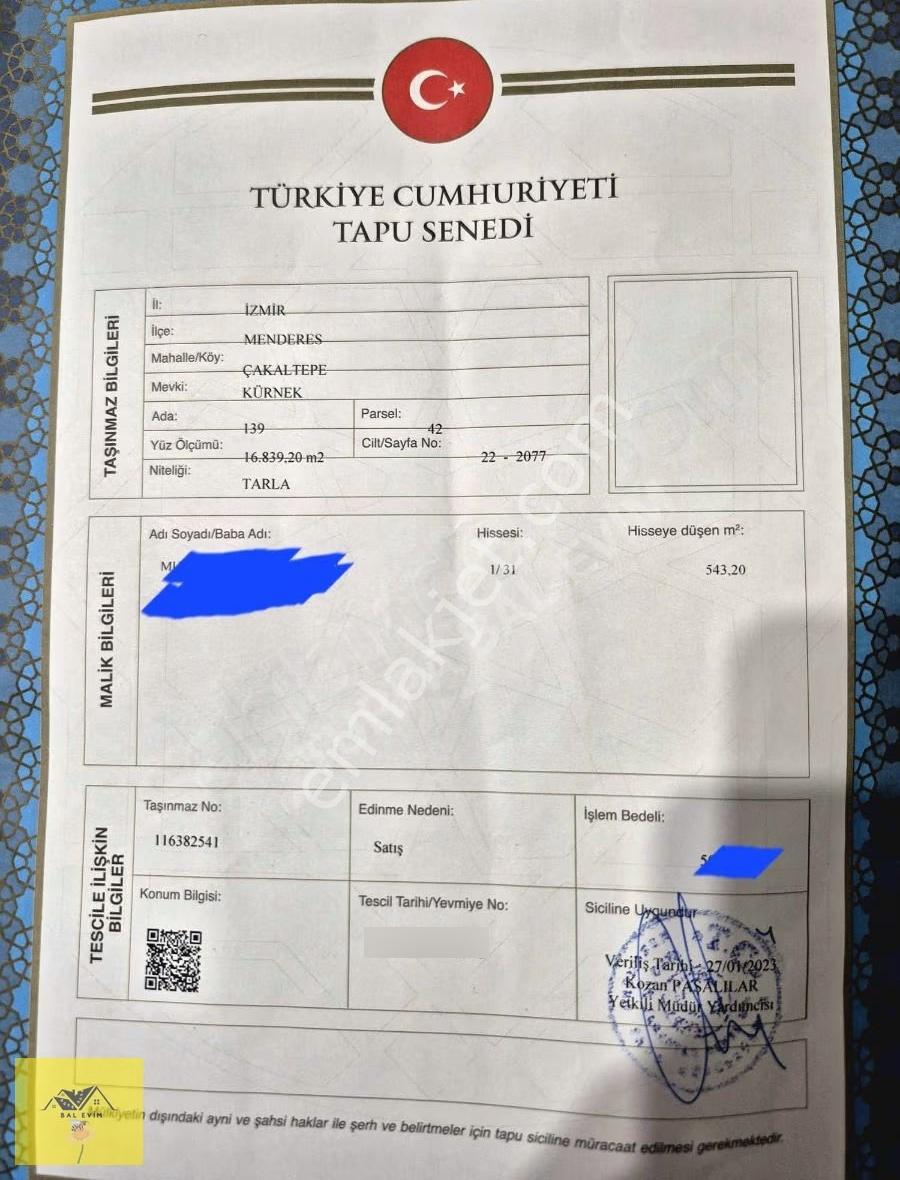 Menderes Çakaltepe Satılık Tarla - Görsel 2