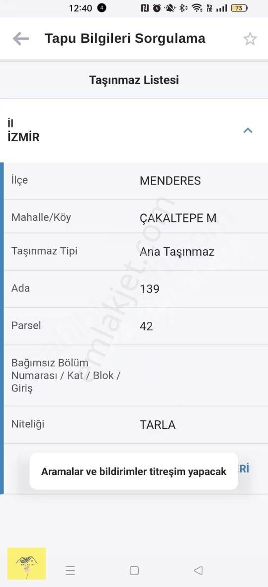 Menderes Çakaltepe Satılık Tarla - Görsel 3