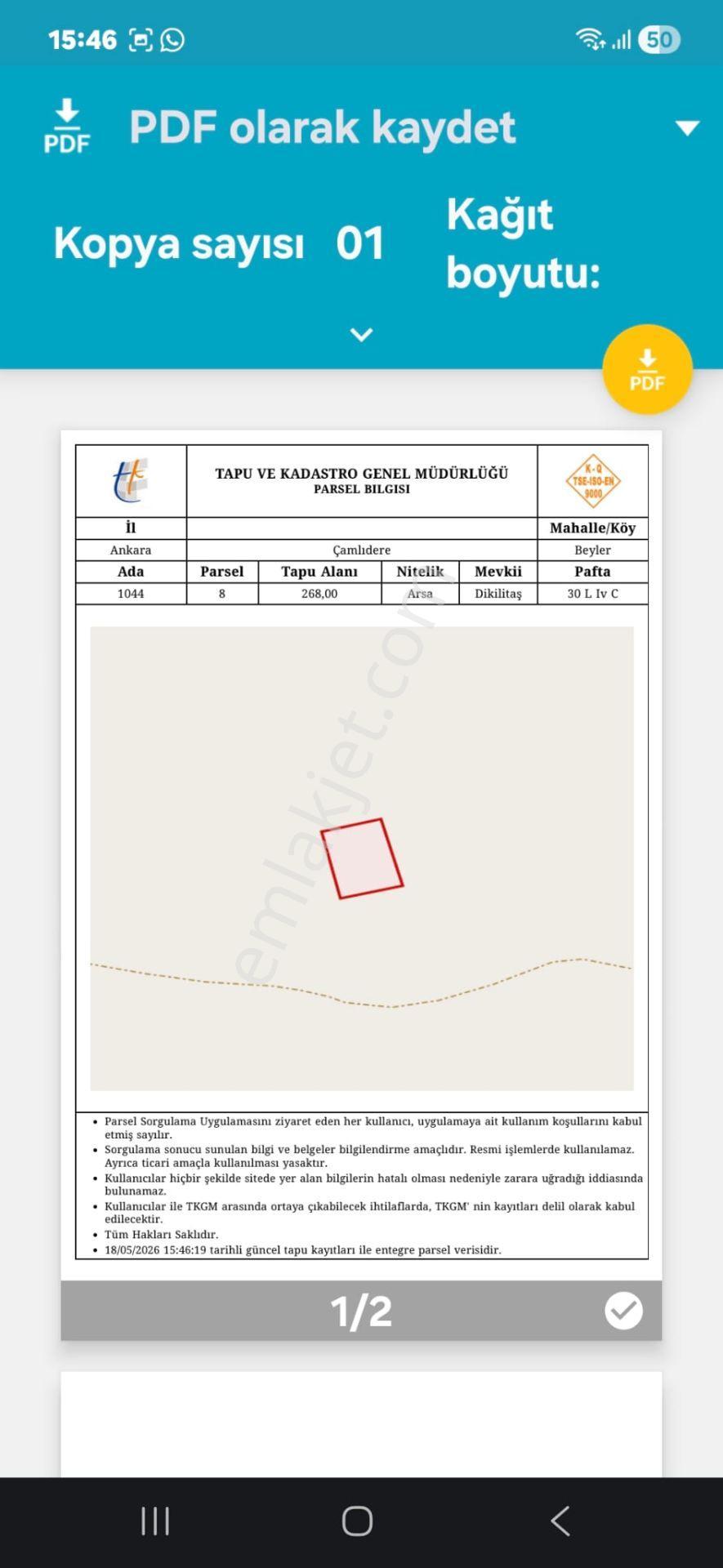 Arel'den Çamlıdere Beyler Mh.yeni Hastane Yakını 268 M.kare Arsa - Görsel 7