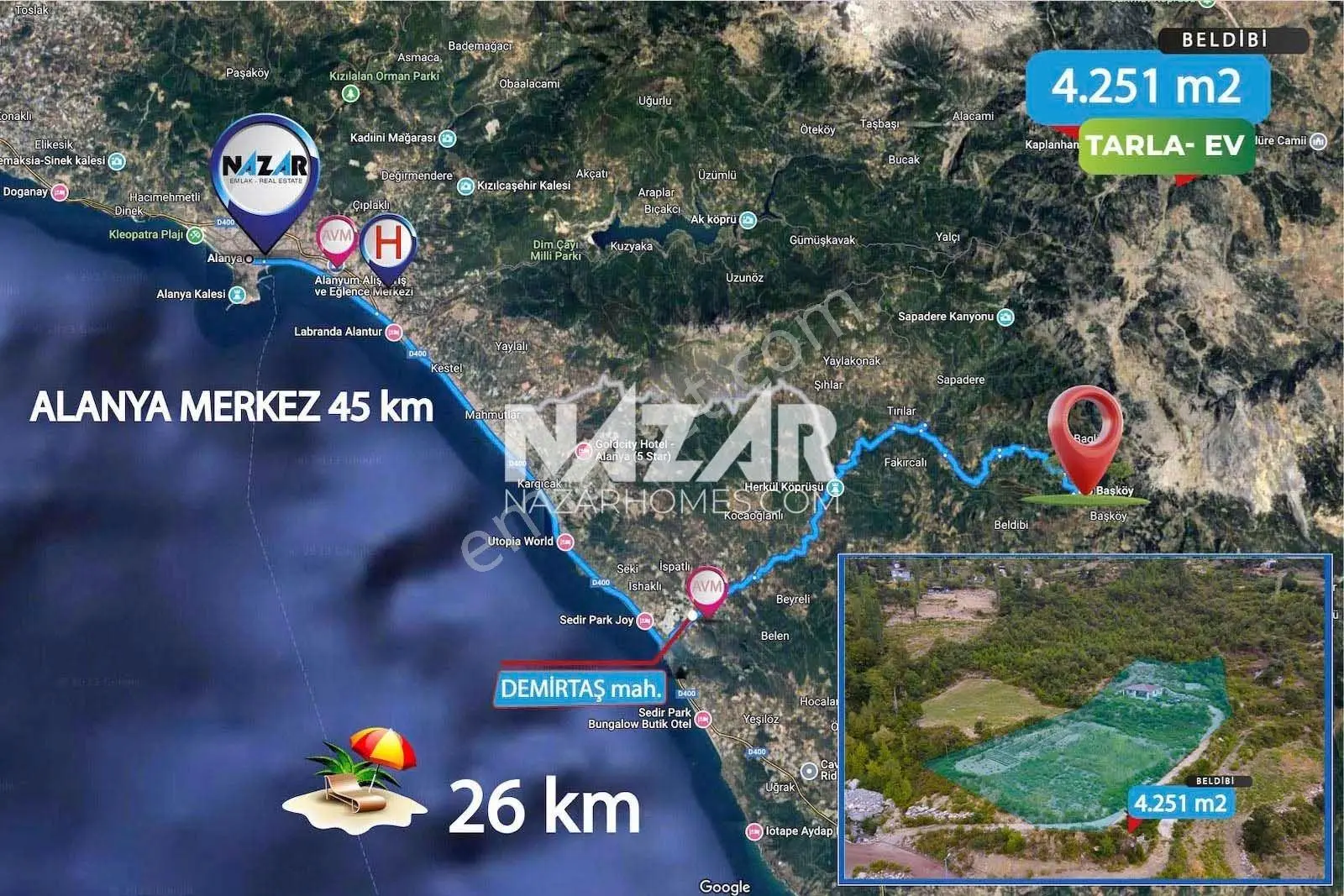 Alanya Beldibi Köyü’nde Satılık 4.251 M2 Tarla Ve Müstakil Ev - Görsel 2