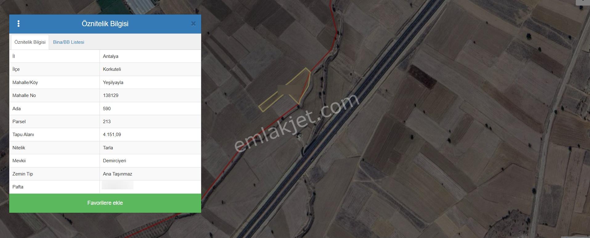 Antalya Korkuteli Yeşilyayla'da D635 Yoluna Cephe Yatırımlık 4.150 M2 Satılık Arsa