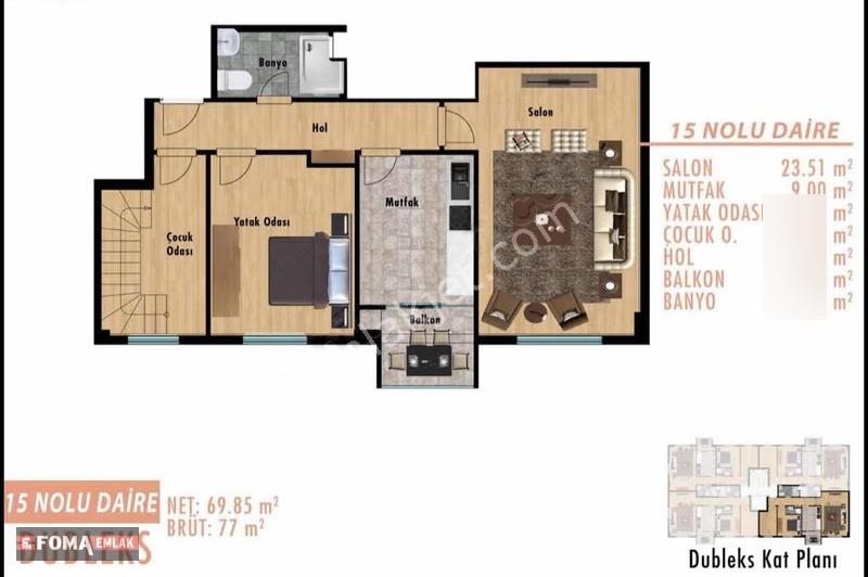 A.köy İslambey Mah. Otoparklı Alt 2+1 Üst 2+1 Üst Dublex Daire - Görsel 14