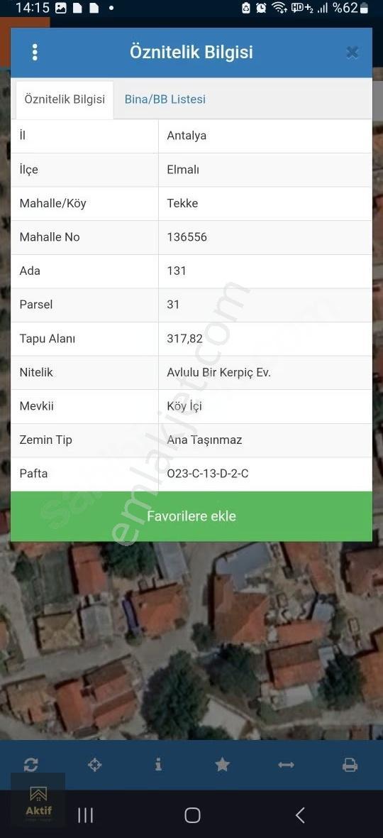 Elmalı Tekke Köyünde Köy İçinde Oturuma Hazır Arsa İçinde Ev