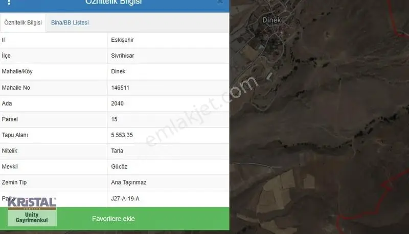 Sivrihisar Dinek'te Asfalta Cephe Satılık Tarla
