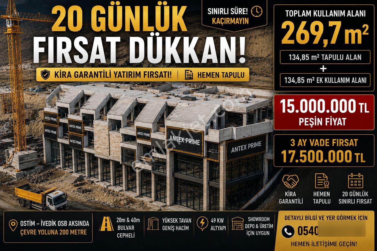 Antex Prıme'da Tüm Dükkanlar Zeminde 20m Ve 40m Bulvar Cepheli Ticari Avantajlarla