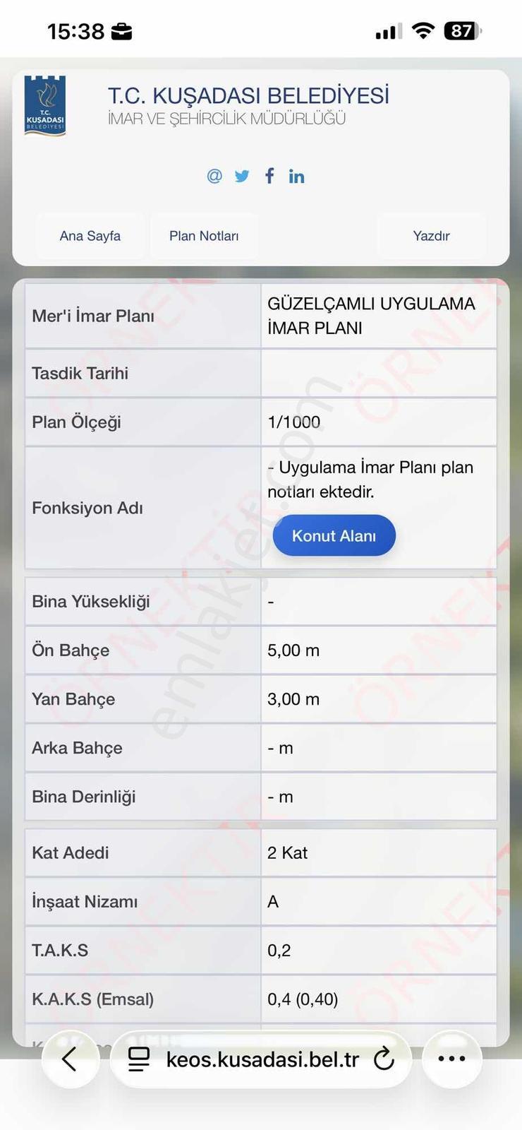 Güzelçamlı Yol Üstü İmarlı Arsa - Görsel 3