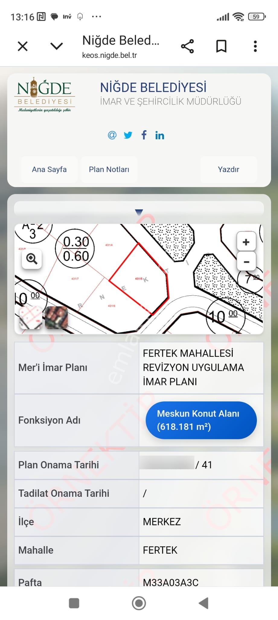 Fertek'te Harika Manzaralı Villalık Yatırımlık Arsa Taks 0.30 Kaks 0.60 Lı Villalık Arsa - Görsel 4