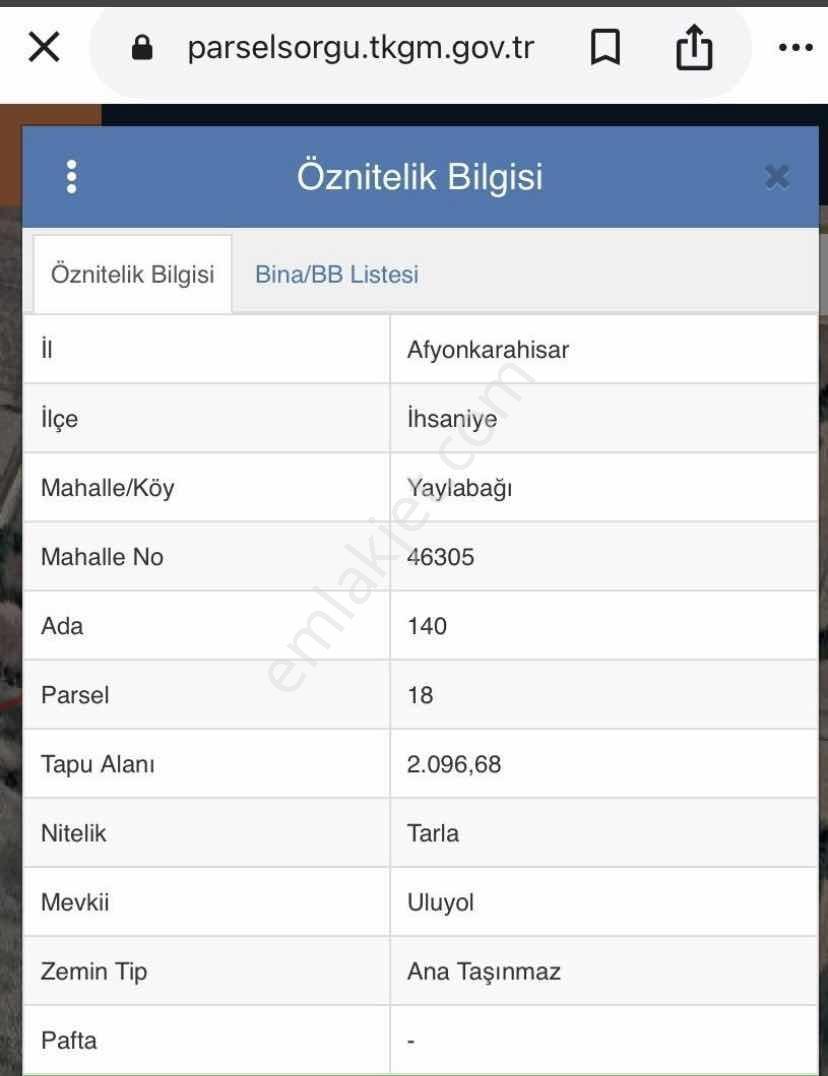 İhsaniye Yaylabağında Yatırımlık Arazi
