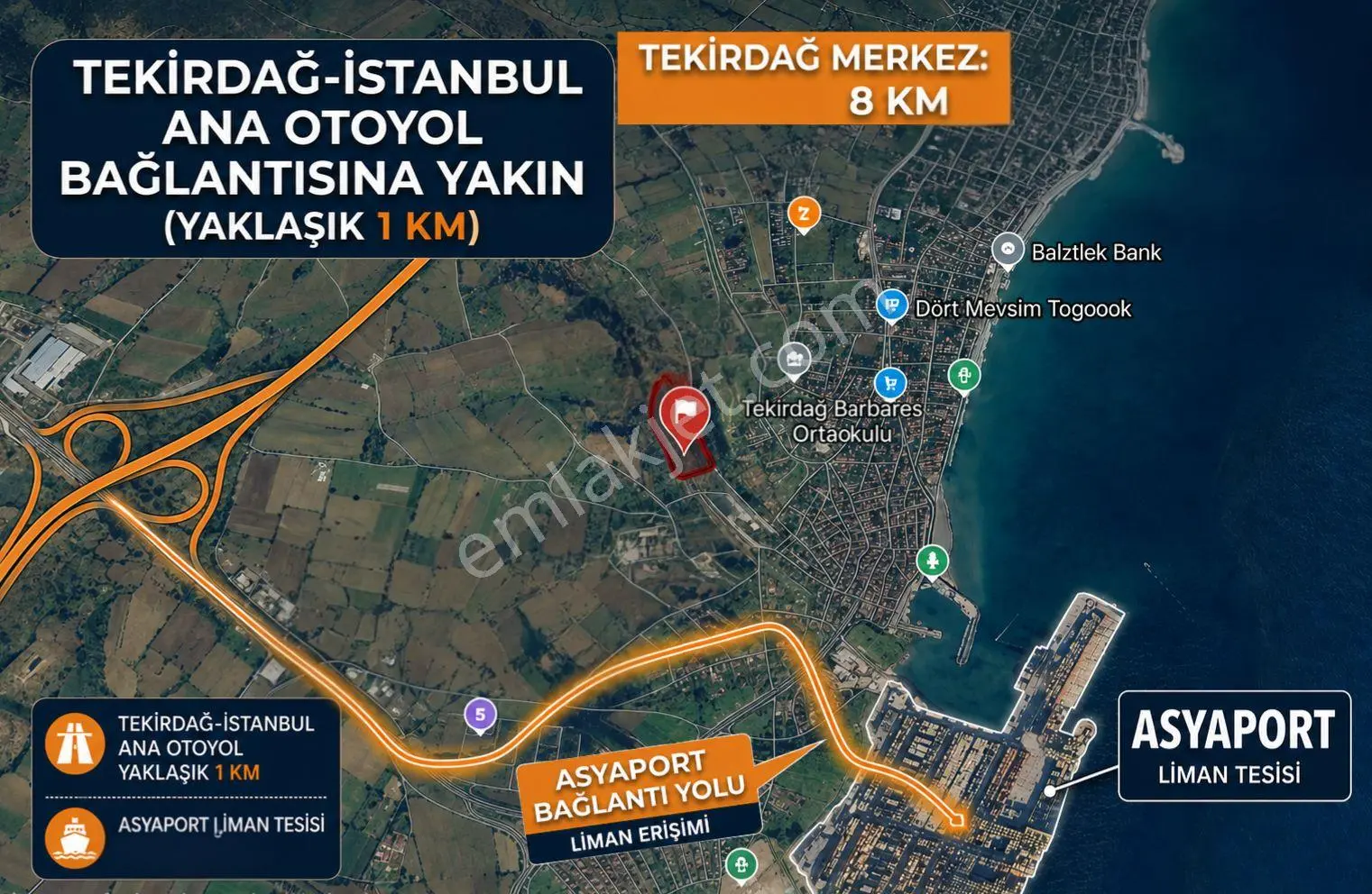 Sahibinden Acil Satılık Eşsiz Konum Ve Nitelikte İmarlı Arsa / 16.700m2 Asyaport Limana 400mt. - Görsel 2