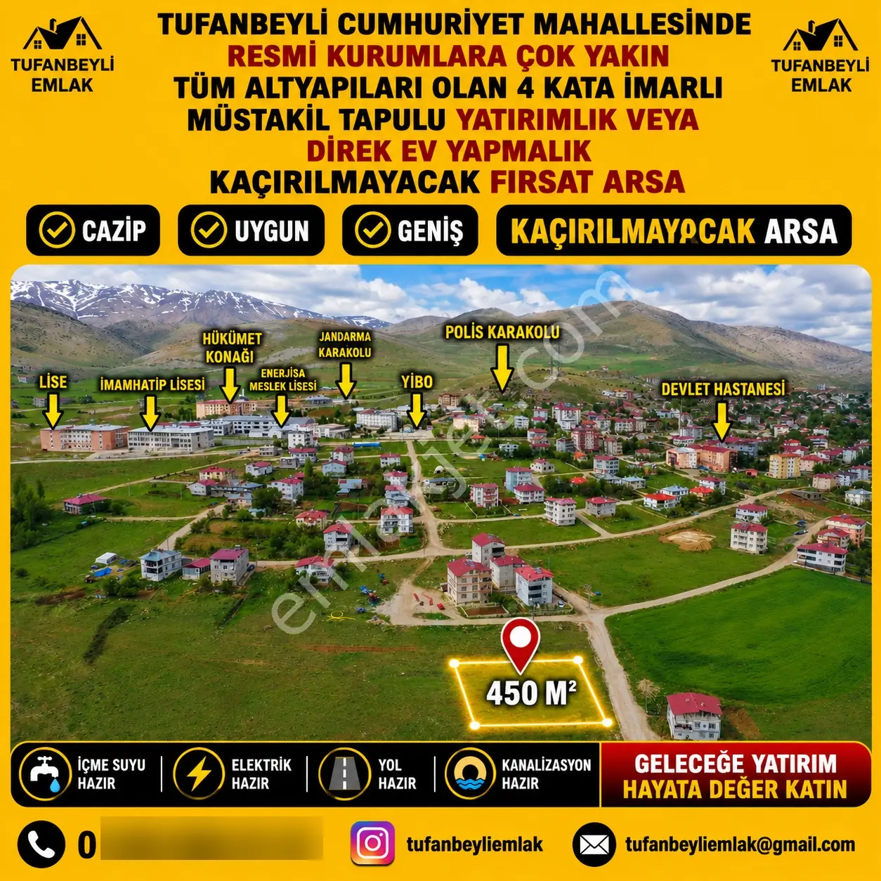 Tufanbeyli Cumhuriyet Mahallesinde Resmi Kurumlara Yakın Kaçırılmayacak Cazip Fırsat Daire