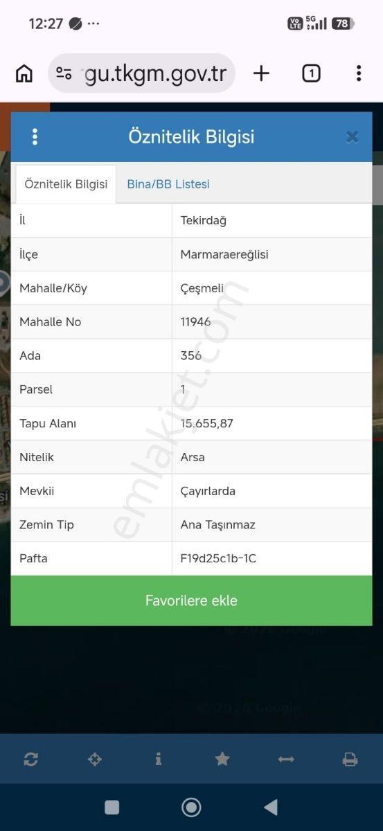 Tekirdağ Marmara Ereğlisi Çeşmeli'de Acil Satılık Tek Tapu Arsa - Görsel 5