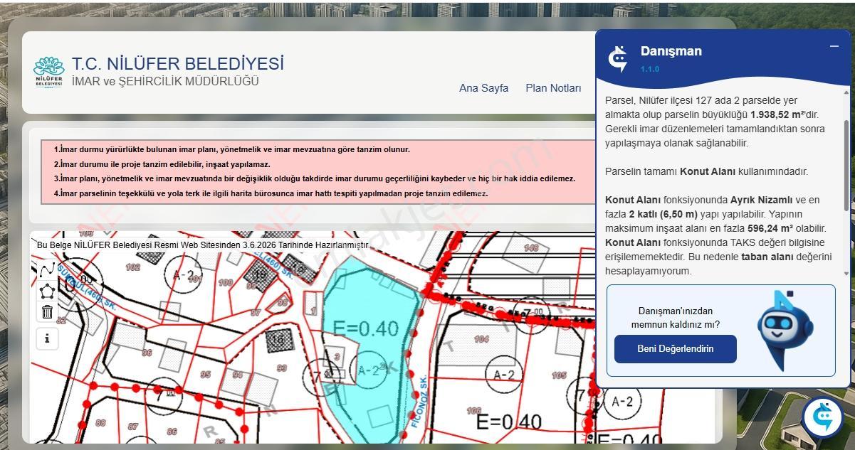 Bursa Nilüfer Tahtalı Satılık 485 M2 %40 Emsal İmarlı Arsa - Görsel 25