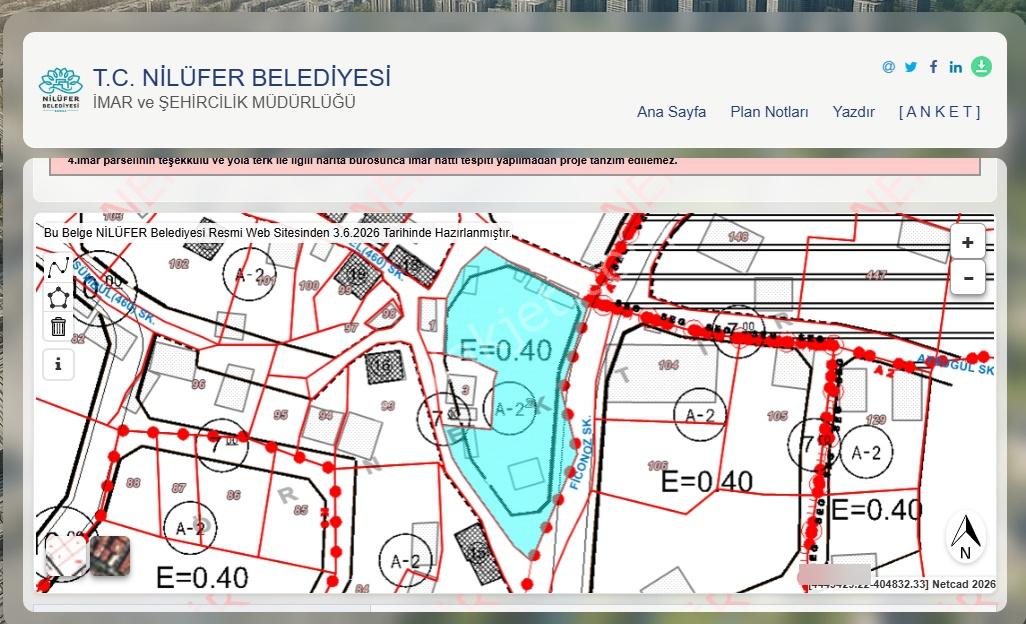 Bursa Nilüfer Tahtalı Satılık 485 M2 %40 Emsal İmarlı Arsa - Görsel 24