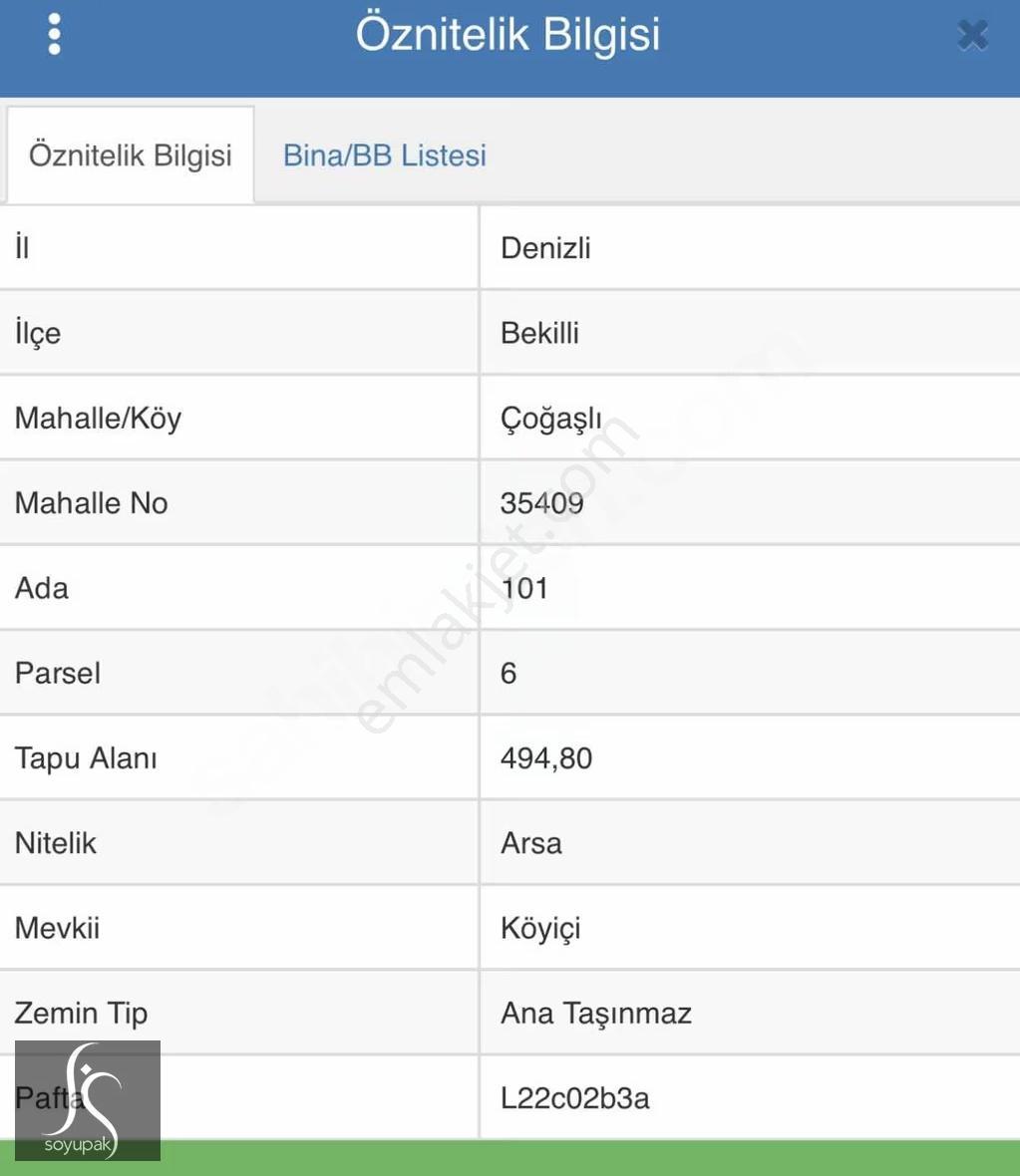 Denizli Bekilli Çoğaşlı 101 Ada 6 Par 494m2 Konut İmarlı Arsa - Görsel 2