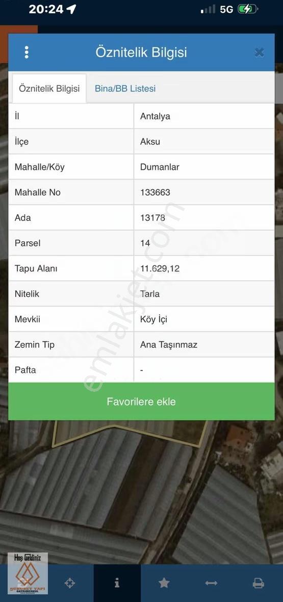 Antalya Aksu Dumanlar Mahallesi Müstakil 6,277 M2 Arsalı - Görsel 3