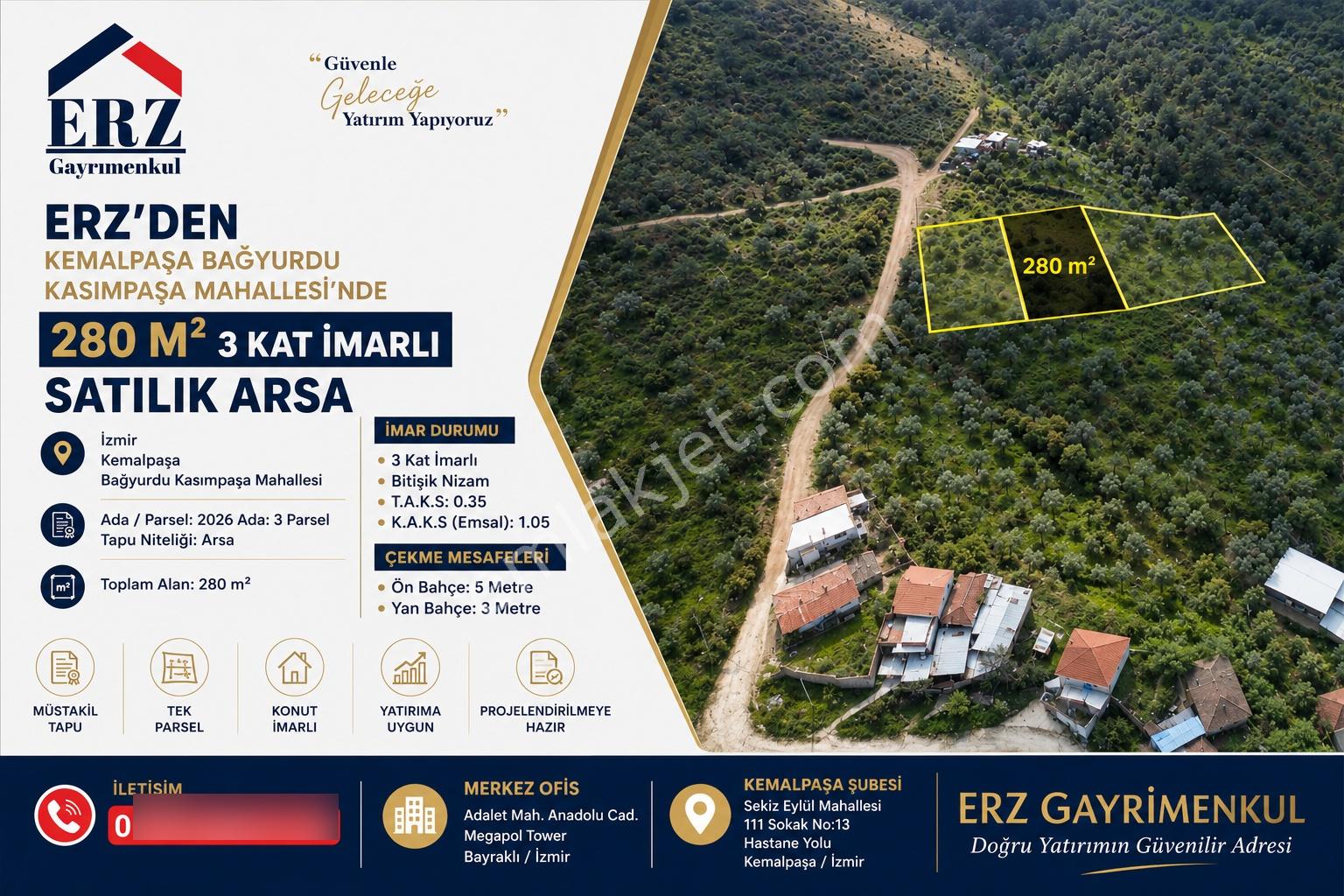 Erzden Kemalpaşa Bağyurdu Kasımpaşa Mah.3 Kat İmarlı 280 M2 Arsa - Görsel 2