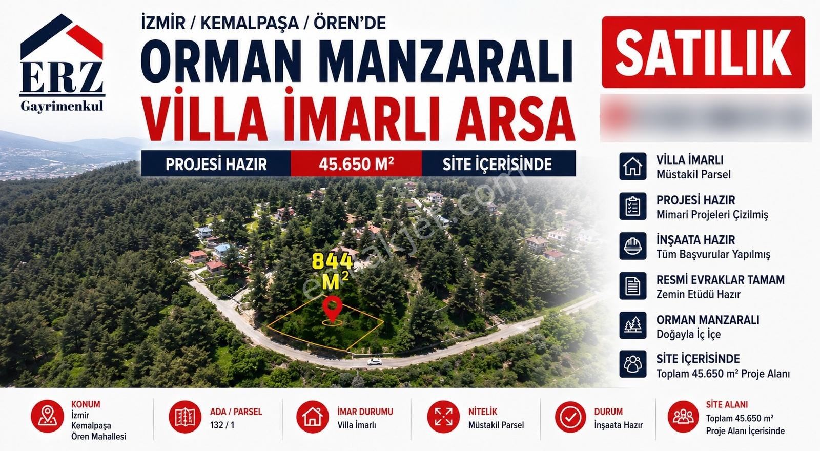 Erzden Örende Orman Manzaralı Villa İmarlı Arsa | Projesi Hazı
