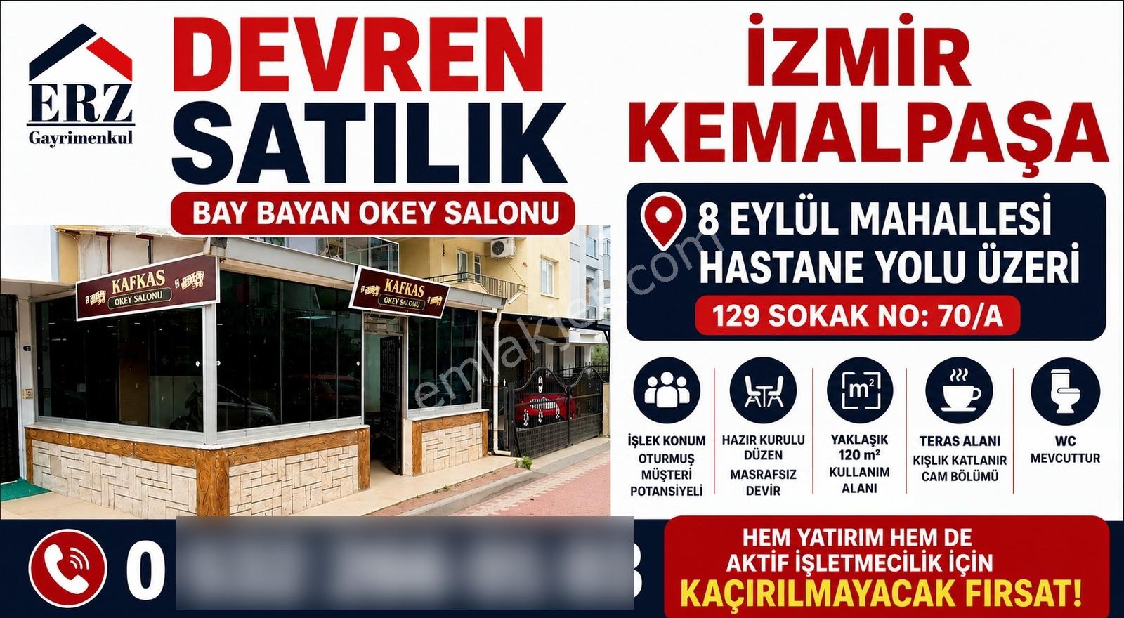 Erz'den Hazır Kurulu Devren Satılık Bay Bayan Okey Salonu