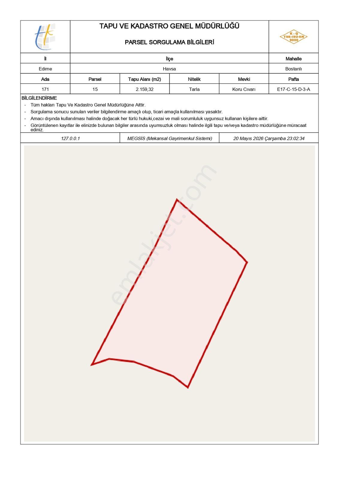 Coldwell Banker Major'den Satılık Edirne Havsa İmar Yanı Tarla - Görsel 3