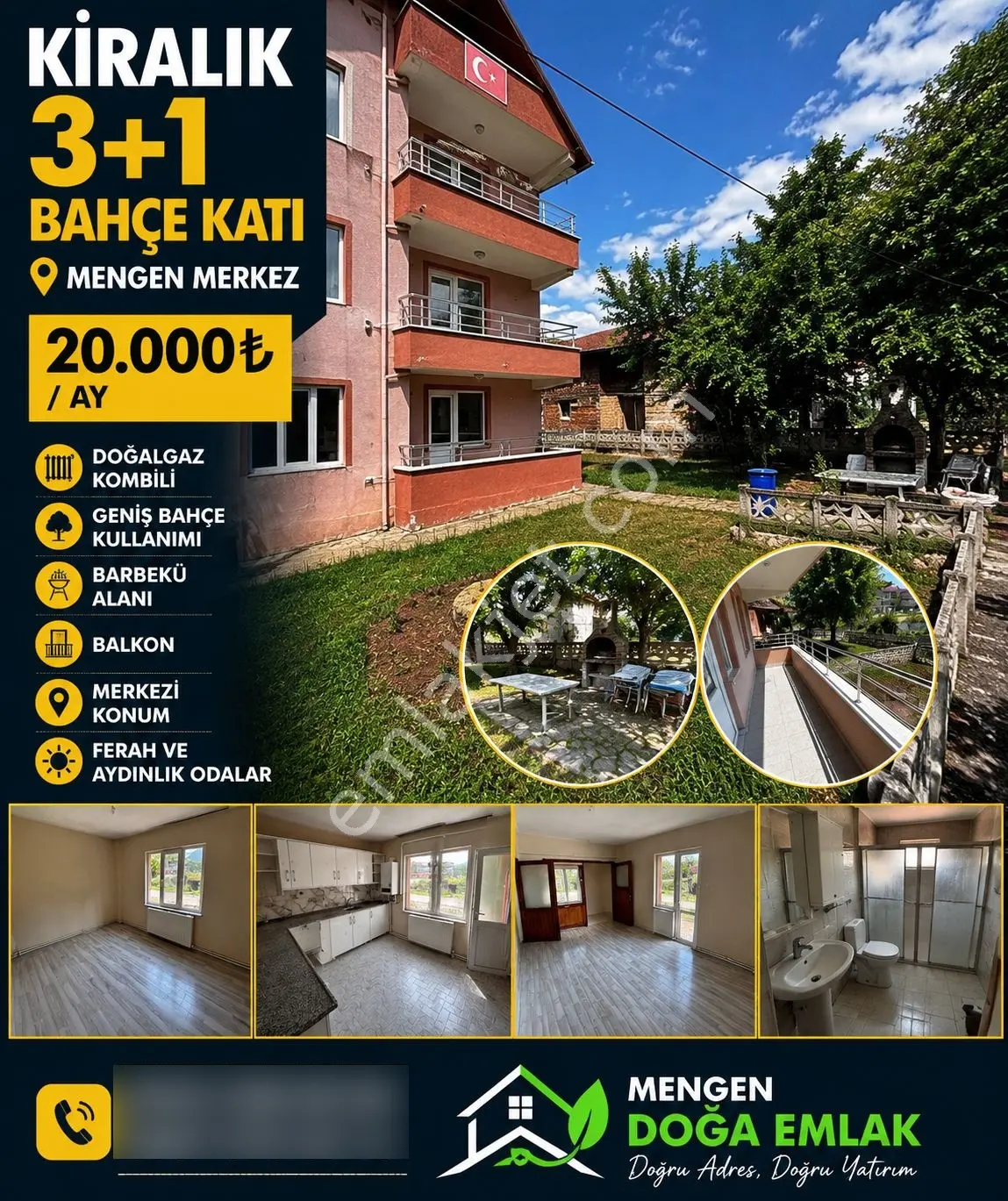 Türkbeyli Camisi Karşısında Yenilenmiş Kiralık 3+1 Geniş Daire