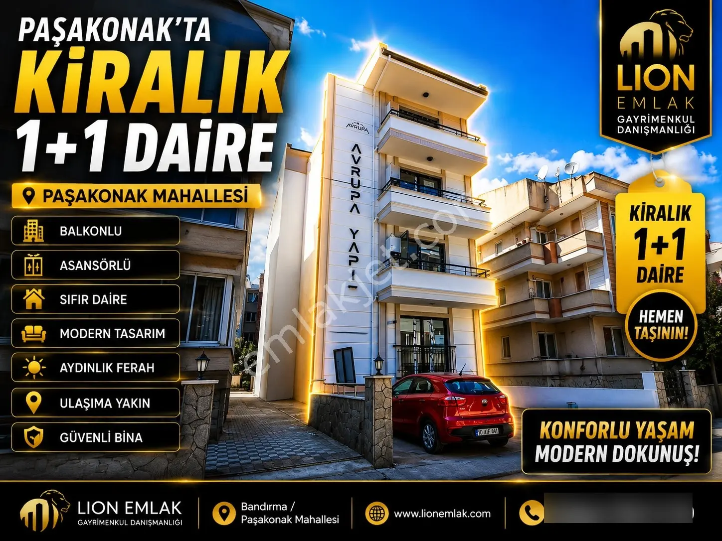 Lıon Emlak'tan Paşakonak'ta Çamlık Dibi Kiralık 1+1 Daire