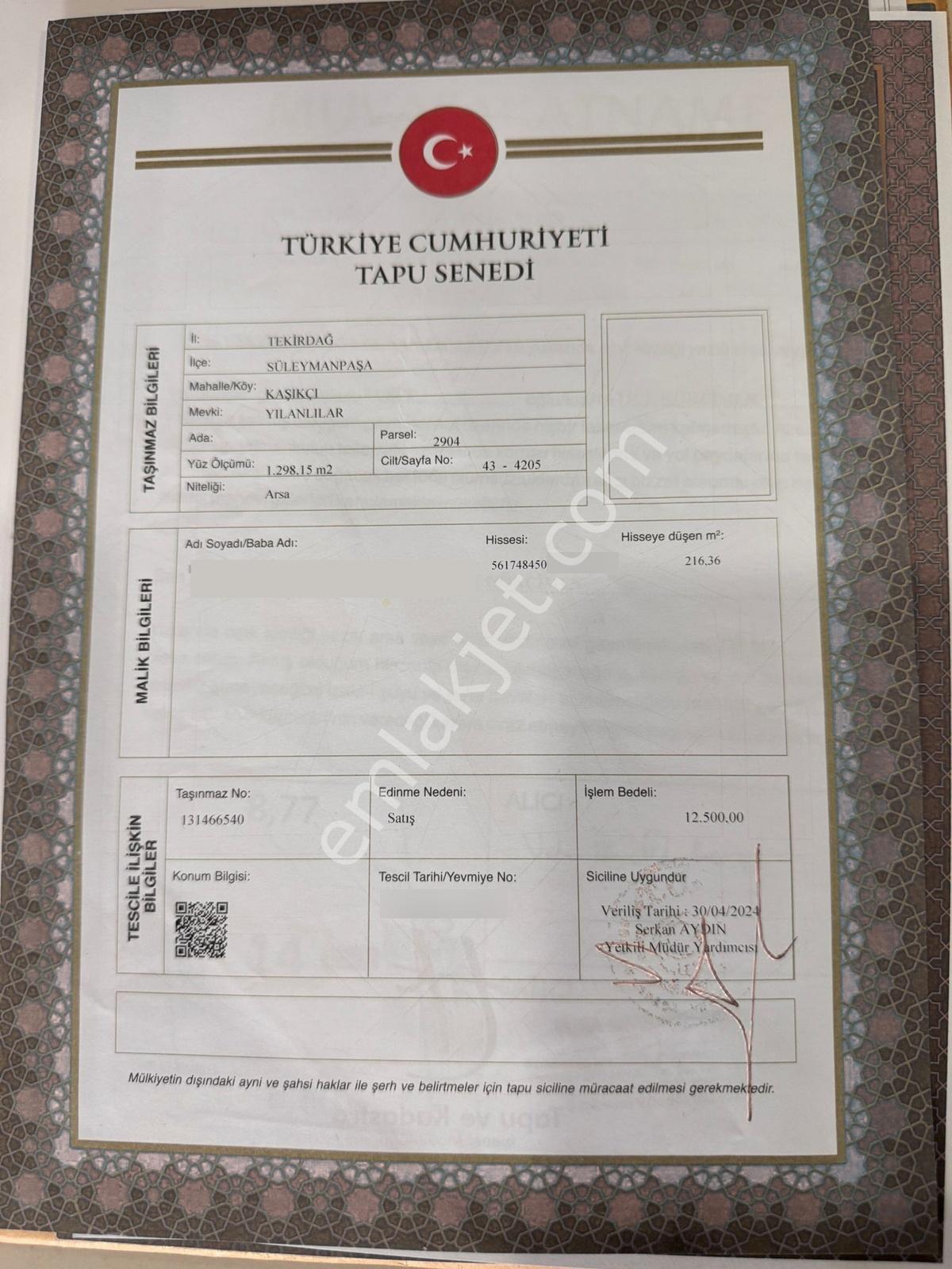 Yuşa'dan Kaşıkçı'da İmarlı 216m2