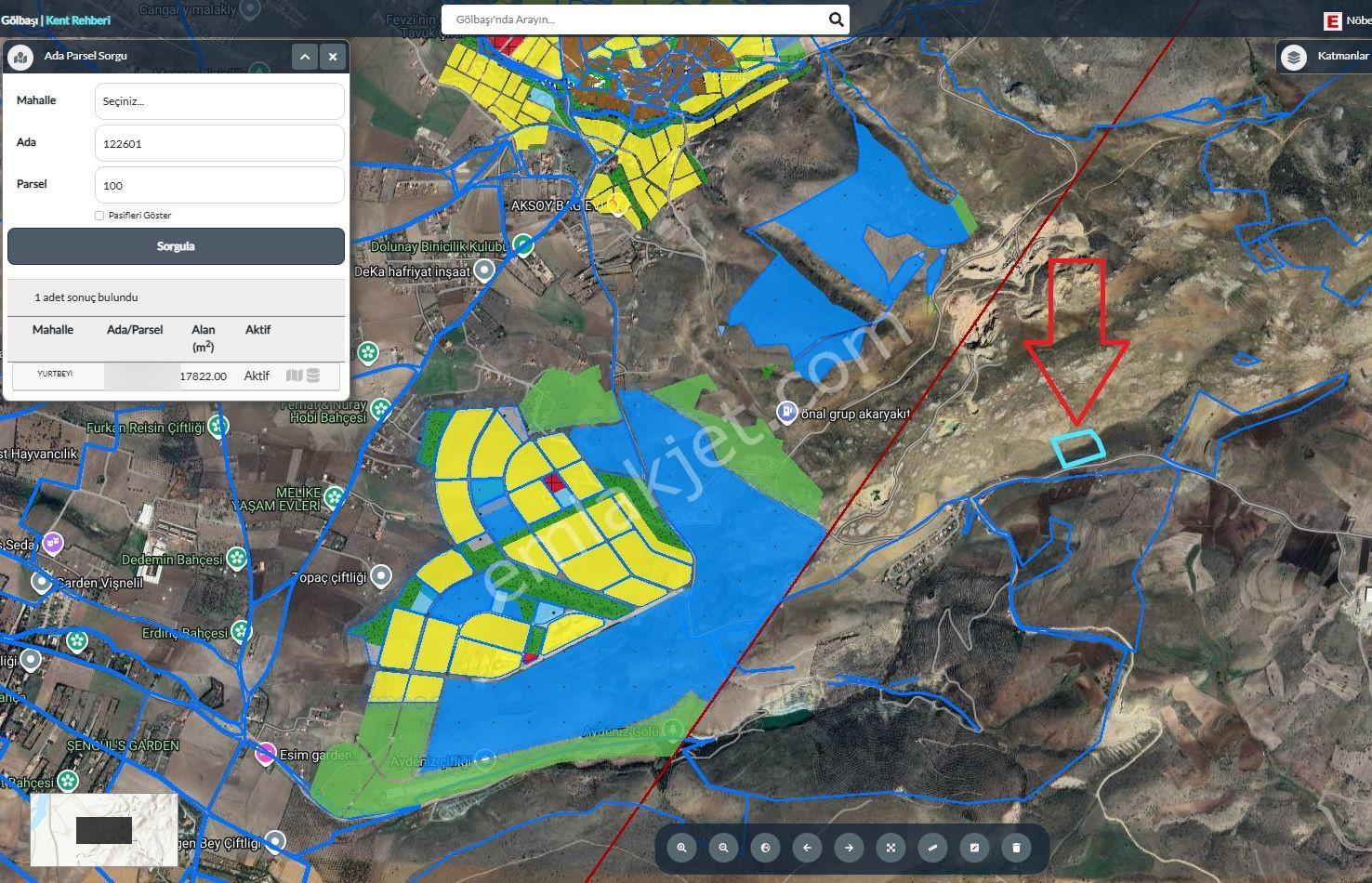 Gölbaşı Gerder Toki Yakını Asfalta Cephe 100m2 Hisse Tarla