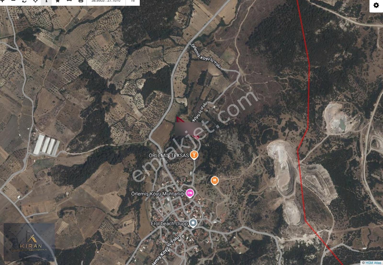 İzmir Bergama Örlemiş Köyünde Satılık 1203m2 Tarla - Görsel 3