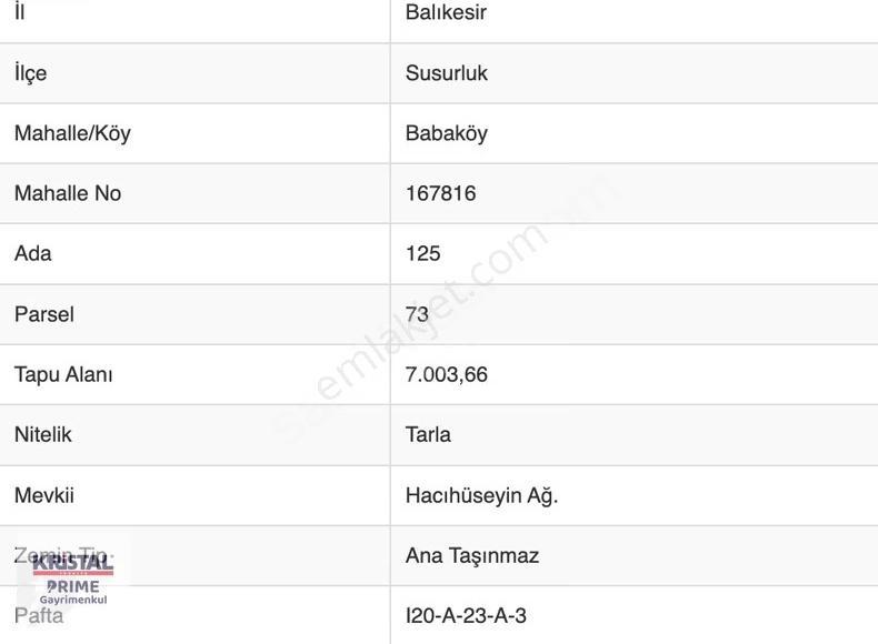 Kr Prime Dan Susurluk Babaköy De Satılık 7.003 M² Tarla - Görsel 6