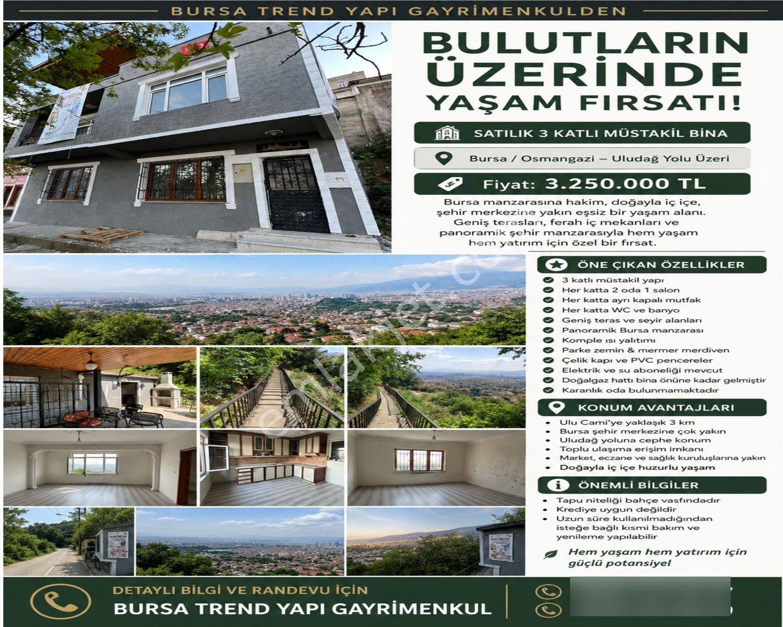 Fiyat Düştü Ulu Dağ Yolunda Bulutların Üzerinde Yaşam Fırsatı!