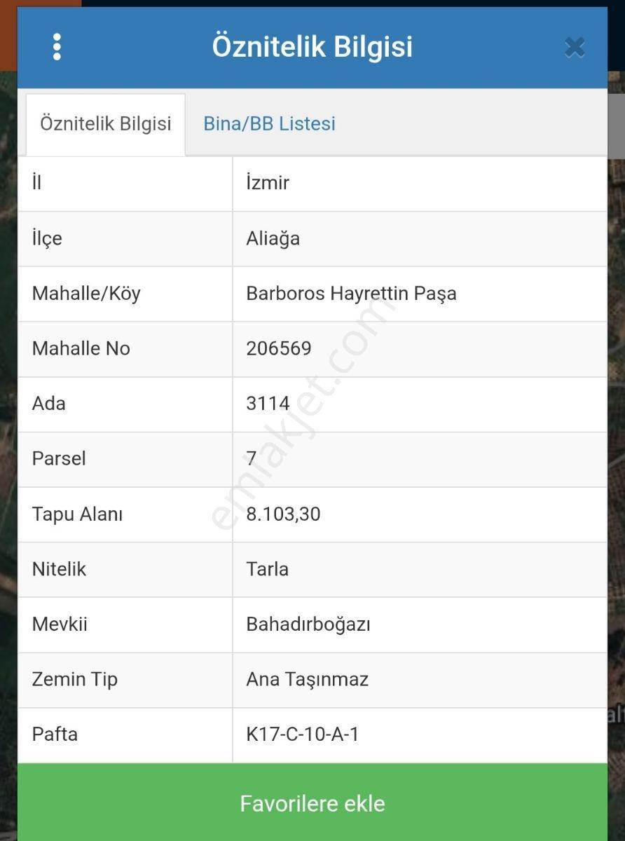 İzmir Aliağa Barboros Hayrettin Paşada Satılık Tarla, Çakırdan - Görsel 2