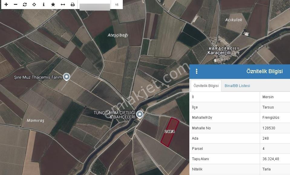 Tarsus Frengülüs Köyünde 33 Dönüm Tek Tapulu Satılık Tarla - Görsel 2
