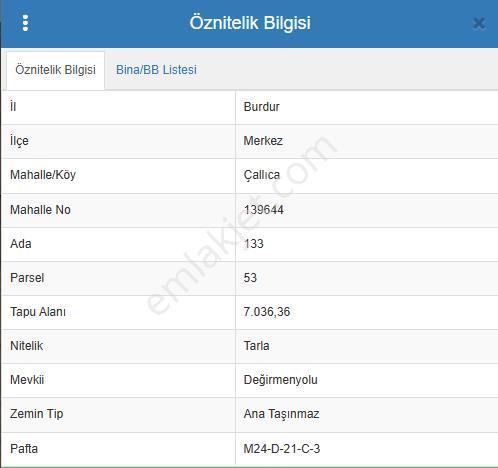 Sahibinden Burdur Merkez Çallıca Köyü Yatırımlık Tarla